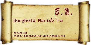 Berghold Marióra névjegykártya